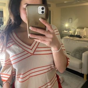 Barrie cute orange and white striped sweater